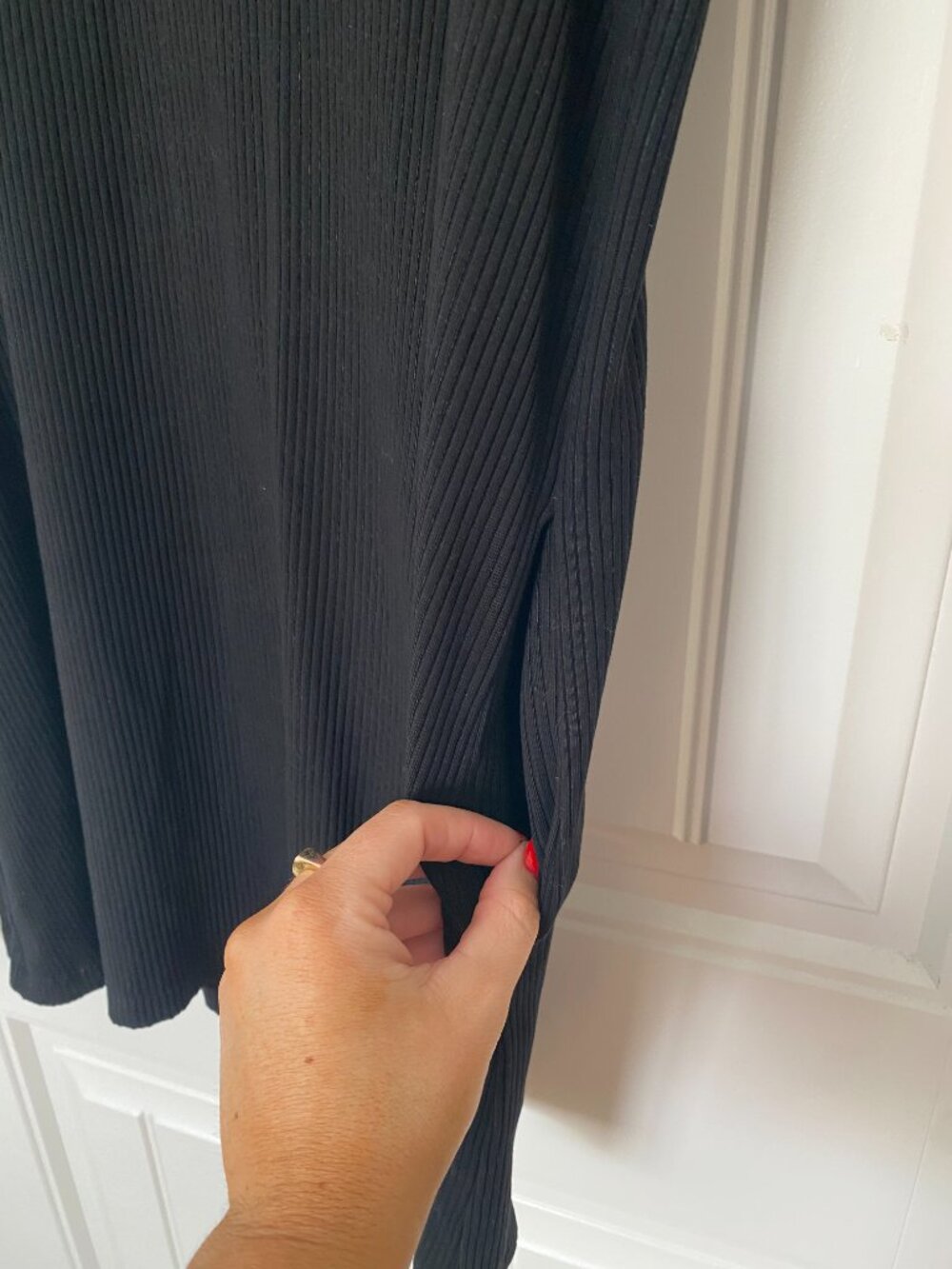 Reformation Jeans | Charli Ribbed T-Shirt Dress in Black - Picture 7 of 11